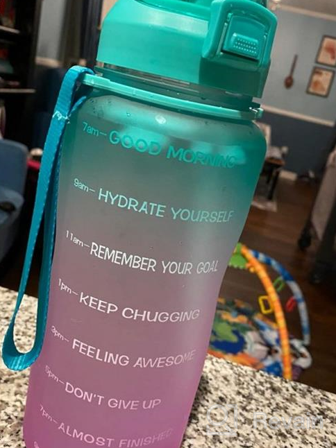 img 1 attached to 64Oz Motivational Water Bottle With Time Marker, Straw & Leakproof Tritan BPA Free Jug For Daily Fitness, Gym & Outdoor Sports - Fidus Large Half Gallon review by Cesar Hubbard