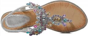 img 2 attached to Women'S Fashion: Rhinestone T-Strap Sandals With Bohemian Pearl Crystal Detailing