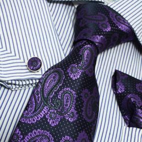 img 3 attached to Классический мужской модный комплект из шелкового галстука с носовым платком и запонками от Epoint - идеально подходит для стильного образа!