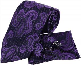 img 4 attached to Классический мужской модный комплект из шелкового галстука с носовым платком и запонками от Epoint - идеально подходит для стильного образа!