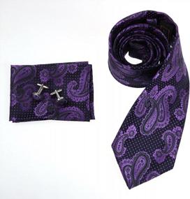 img 2 attached to Классический мужской модный комплект из шелкового галстука с носовым платком и запонками от Epoint - идеально подходит для стильного образа!