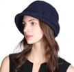 jeff & aimy women's wool bucket hat: 1920s vintage cloche bowler with bow/flower accent logo