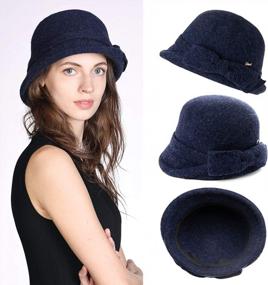 img 2 attached to Jeff & Aimy Women'S Wool Bucket Hat: 1920S Vintage Cloche Bowler With Bow/Flower Accent
