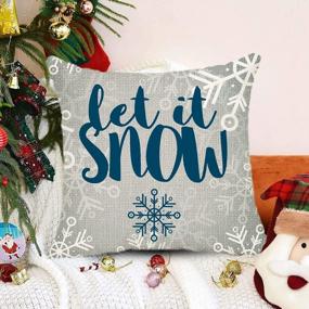 img 4 attached to Let It Snow! Rustic Snowflakes On White Burlap Throw Pillow Cover - Christmas Home Decor 16X16 Inch Cushion Pillowcase