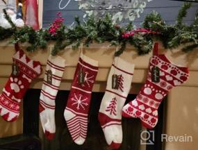 img 5 attached to Рождественские чулки LimBridge, 2 упаковки, 20 дюймов, большой размер, трикотажные изделия, вязаные рождественские деревенские персонализированные украшения для чулок для семейного праздничного декора, белый или красный