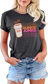 img 4 attached to Women'S Dunkin' Donuts Coffee T-Shirt - Funny Letter Print Summer Graphic Tee Top
