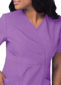 img 1 attached to Women'S SIVVAN Mock Wrap Scrub Top In Lavender - Size L (S8302)