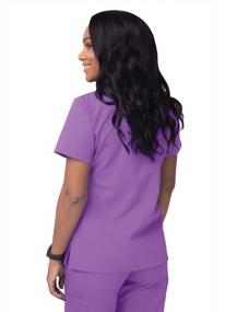 img 3 attached to Women'S SIVVAN Mock Wrap Scrub Top In Lavender - Size L (S8302)