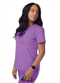 img 2 attached to Women'S SIVVAN Mock Wrap Scrub Top In Lavender - Size L (S8302)