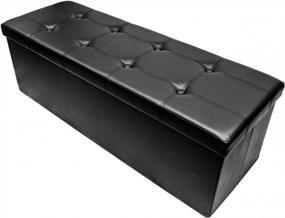 img 4 attached to Large Black Faux Leather Storage Bench Chest - Perfect Hope Chest, Pouffe Ottoman, Coffee Table & More!