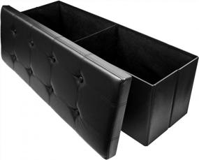img 1 attached to Large Black Faux Leather Storage Bench Chest - Perfect Hope Chest, Pouffe Ottoman, Coffee Table & More!