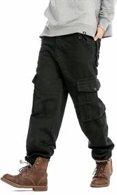 img 2 attached to Idopy Men`S Loose Fit Motorcycle Multi-Pockets Workwear Denim Cargo Jeans Plus Size