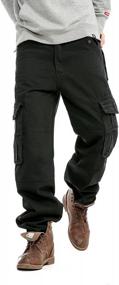 img 3 attached to Idopy Men`S Loose Fit Motorcycle Multi-Pockets Workwear Denim Cargo Jeans Plus Size