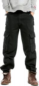 img 4 attached to Idopy Men`S Loose Fit Motorcycle Multi-Pockets Workwear Denim Cargo Jeans Plus Size