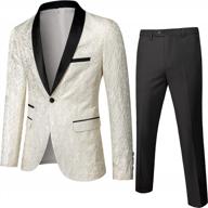 men's slim fit 2-piece tuxedo suit set with floral paisley print shawl lapel for groom weddings - uninukoo logo