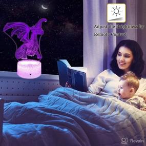 img 1 attached to 🐉 Fanmin Dragon 3D Optical Illusion Kids Lamp: Night Light Bedside Lamp with Remote, 16 Color Options, Dragon Toys - Perfect Birthday Gift for Boys and Girls