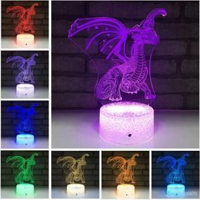 img 3 attached to 🐉 Fanmin Dragon 3D Optical Illusion Kids Lamp: Night Light Bedside Lamp with Remote, 16 Color Options, Dragon Toys - Perfect Birthday Gift for Boys and Girls