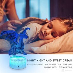 img 2 attached to 🐉 Fanmin Dragon 3D Optical Illusion Kids Lamp: Night Light Bedside Lamp with Remote, 16 Color Options, Dragon Toys - Perfect Birthday Gift for Boys and Girls