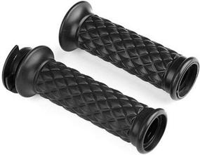 img 4 attached to 🏍️ Black Rubber Handlebar Hand Grips for Cafe Racer Bobber Clubman Custom Motorcycle - 7/8 inch Universal