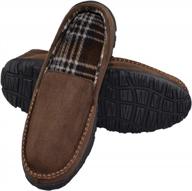 men's size 14 brown moccasin slippers with hardsole - la plage anti-slip indoor/outdoor design logo