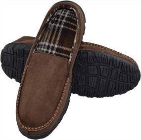 img 4 attached to Men'S Size 14 Brown Moccasin Slippers With Hardsole - LA PLAGE Anti-Slip Indoor/Outdoor Design