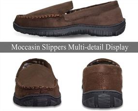 img 2 attached to Men'S Size 14 Brown Moccasin Slippers With Hardsole - LA PLAGE Anti-Slip Indoor/Outdoor Design