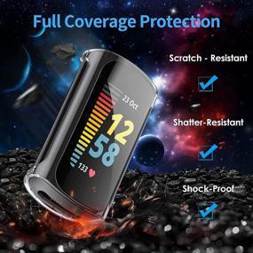 img 2 attached to TPU Rugged Bumper Case Cover All-Around Protective Plated Bumper Shell Accessories Compatible With Fitbit Charge 5 (Not For 4/3) - NANW 3-Pack Screen Protector