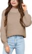 stay cozy with imily bela girls' long sleeve knit sweaters with mock neck collar logo