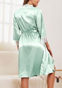 img 3 attached to SHEKINI Silk Satin Kimono Robe With Lace Trim - Perfect For Bridesmaids, Nightwear, Sleepwear, And More - Short Length, Sizes S-XL Available