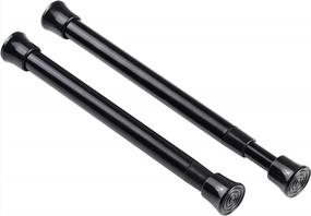 img 4 attached to KXLife 2 Pack Small Spring Tension Curtain Rod For Narrow Window, Cupboard Dividers (Black, 7 To 12 Inch)