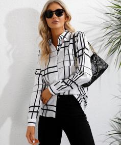 img 2 attached to ST. JUBILEENS Women'S V-Neck Striped Chiffon Blouses Button Down Pocket Tops Tunic Loose Flowy Shirts