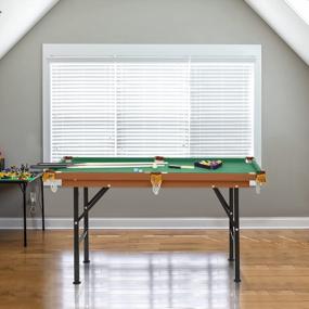 img 3 attached to Soozier 55" Portable Folding Billiards Table - Perfect For Family Game Nights With Cues, Balls, And Accessories Included