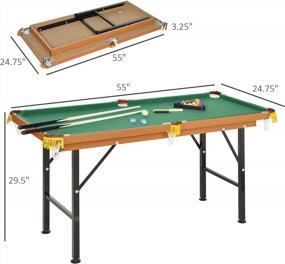 img 2 attached to Soozier 55" Portable Folding Billiards Table - Perfect For Family Game Nights With Cues, Balls, And Accessories Included