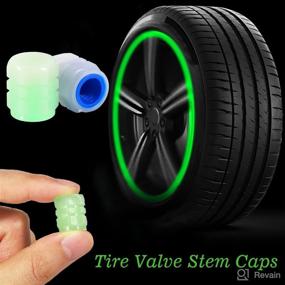 img 2 attached to 🚘 Upgrade Your Vehicle's Style with 8 PCS Glowing Tire Valve Stem Caps - Blue + Green Universal Air Caps for Cars, Trucks, SUVs, Motorcycles, and Bikes