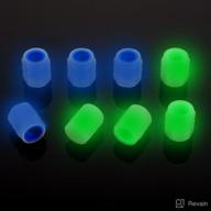 🚘 upgrade your vehicle's style with 8 pcs glowing tire valve stem caps - blue + green universal air caps for cars, trucks, suvs, motorcycles, and bikes логотип