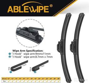 img 2 attached to 🧼 ABLEWIPE Windshield Wiper Blades 24"+19" Bracketless Beam - J/U Hook - Set of 2 (No. 1932-1)