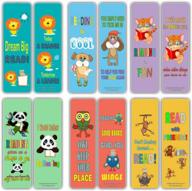 cute animal bookmarks cards for kids (60 pack) - lion dog cat panda owl monkey - book reading inspirational quotes gifts - stocking stuffers for young readers children boys girls logo
