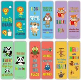 img 4 attached to Cute Animal Bookmarks Cards For Kids (60 Pack) - Lion Dog Cat Panda Owl Monkey - Book Reading Inspirational Quotes Gifts - Stocking Stuffers For Young Readers Children Boys Girls