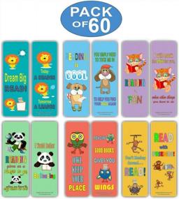 img 3 attached to Cute Animal Bookmarks Cards For Kids (60 Pack) - Lion Dog Cat Panda Owl Monkey - Book Reading Inspirational Quotes Gifts - Stocking Stuffers For Young Readers Children Boys Girls
