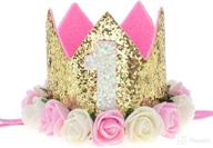 👑 charming baby rose flower golden crown headband: perfect hair accessory for birthdays by love sweety logo