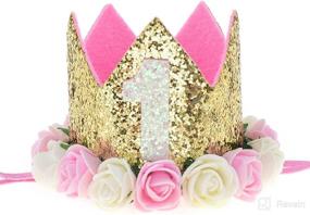 img 4 attached to 👑 Charming Baby Rose Flower Golden Crown Headband: Perfect Hair Accessory for Birthdays by Love Sweety