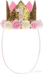 img 1 attached to 👑 Charming Baby Rose Flower Golden Crown Headband: Perfect Hair Accessory for Birthdays by Love Sweety