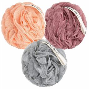 img 4 attached to 3-Pack MainBasics Bath Shower Loofah Sponge Pouf Body Wash Scrubbers