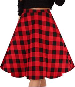 img 2 attached to Musever Womens Pleated Vintage Black Red Women's Clothing - Skirts