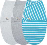 регулируемая детская хлопковая пеленка, ультрамягкое уютное одеяло для новорожденных от bluesnaill (3 упаковки, 0-3 месяца) (светло-серый + серый + синий) логотип
