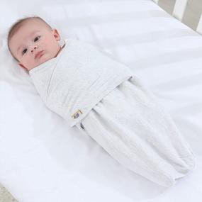 img 3 attached to Adjustable Baby Cotton Swaddle, Ultra Soft Newborn Cozy Receiving Blanket By BlueSnaill (3 Pack,0-3 Month)(Light Gray+Gray+Blue)