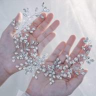asooll pearl bridal hair vine silver rhinestone wedding headband crystal bride headpiece alloy hair accessories for women and girls (a silver) logo