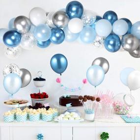 img 3 attached to GAGAKU Blue And Silver Metallic Chrome Balloons, 60 Count 12 Inch Balloon Garland Arch Kit Confetti Balloons Pastel Blue Latex Balloons For Boy Birthday Baby Shower Wedding Party Decoration