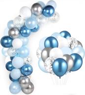 gagaku синие и серебряные металлические хромированные воздушные шары, 60 графов, 12-дюймовая гирлянда из воздушных шаров, арочный комплект, воздушные шары с конфетти, пастельные синие латексные воздушные шары для мальчика, день рождения, детский душ, украшение для свадебной вечеринки логотип