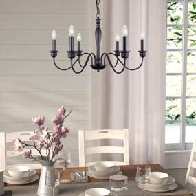 img 1 attached to Rustic Black Chandelier For Farmhouse Style Dining Room And Kitchen Island Lighting